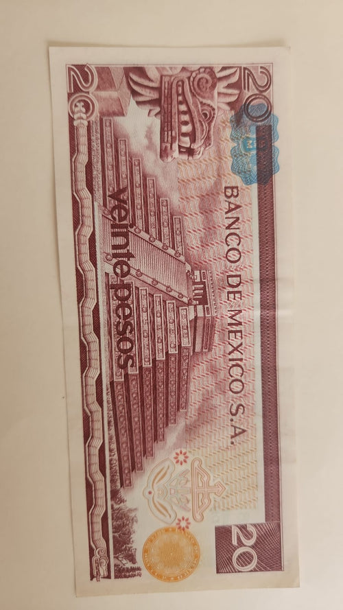 BILLETE 20 PESOS MEXICANOS 70s